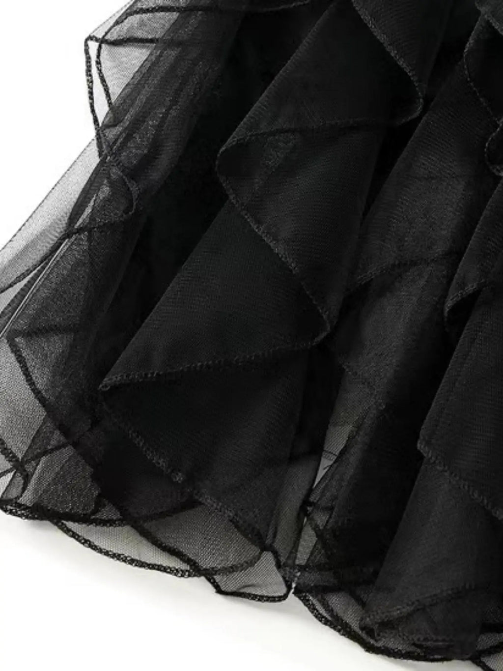 Women's Ruffle Tulle A Line Vintage Skirt, Ruffle Hem Skirt, Elegant Casual Skirt, Elegant High Waist Midi Skirt for Party Holiday Wedding Guest, Ladies Bottoms for All Seasons
