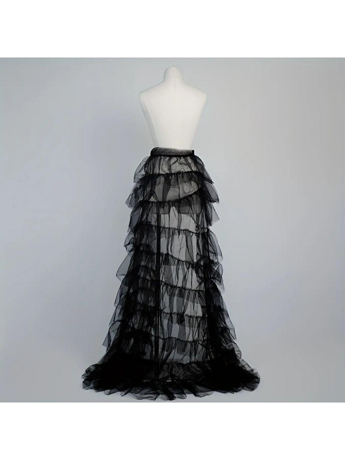 Women Lightweight Pleated Tulle Maxi Skirt, High Waist Flowy Mesh Skirt for Party & Stage Show