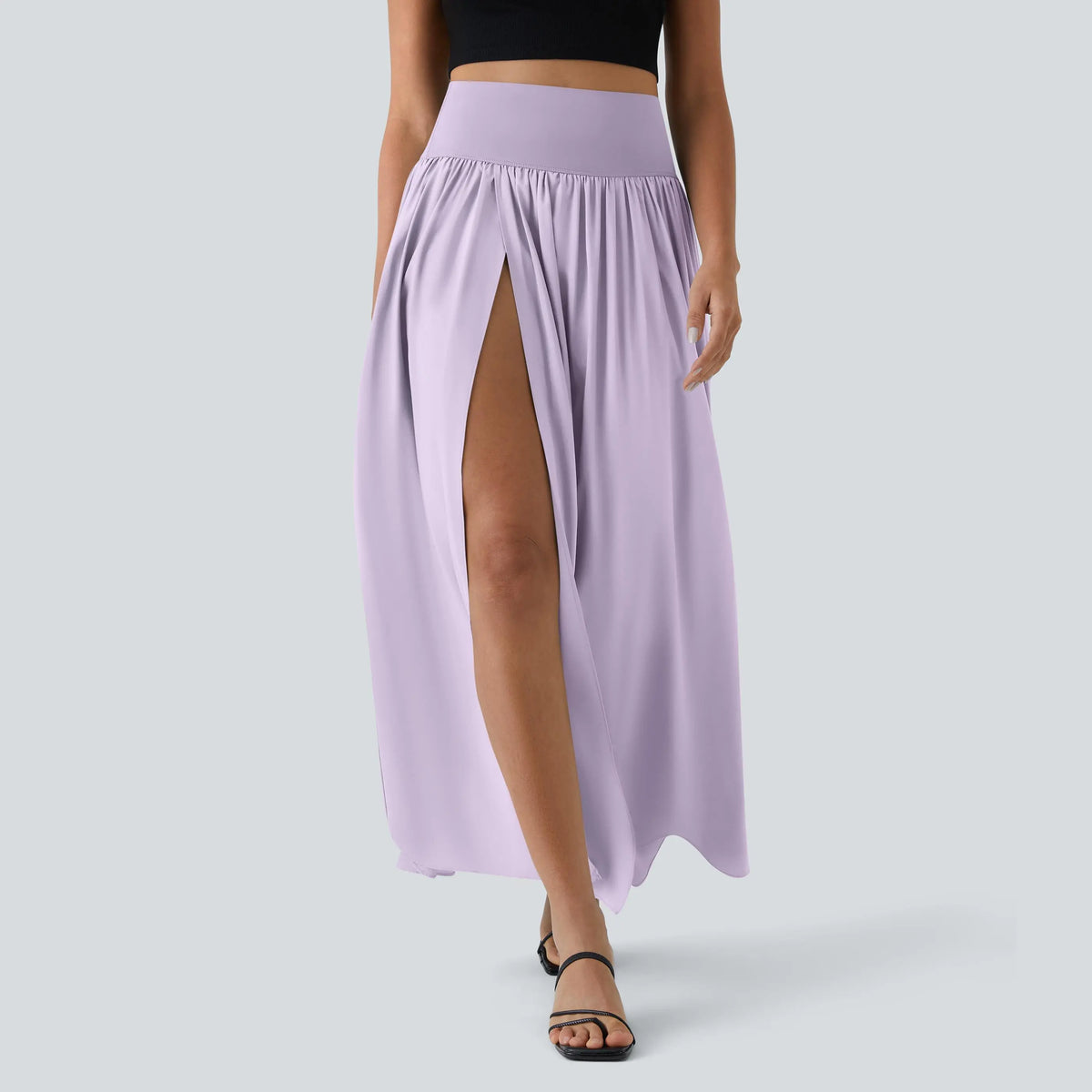 Halara Breezeful High Waisted Split 2-in-1 Flowy Quick Dry Maxi Casual Skirt #BackToSchool