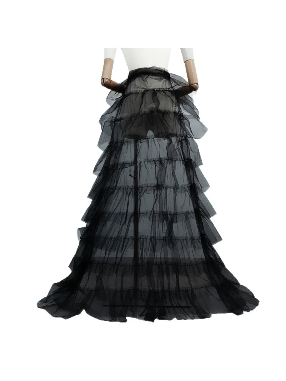 Women Lightweight Pleated Tulle Maxi Skirt, High Waist Flowy Mesh Skirt for Party & Stage Show