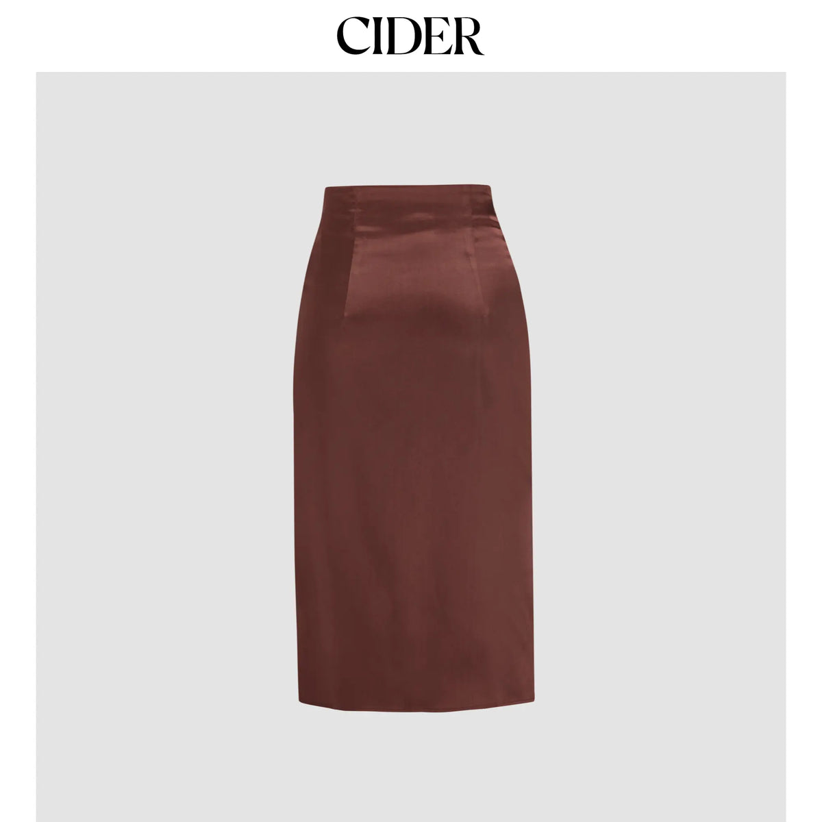 Cider Satin Drawstring Split Midi Skirt