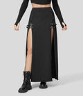 Halara High Waisted Decorative Buckle Split 2-in-1 Maxi Casual Skirt #BackToSchool
