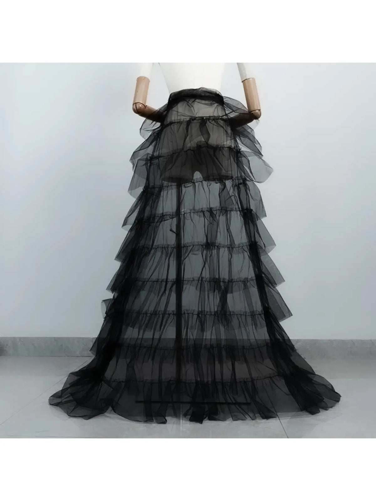 Women Lightweight Pleated Tulle Maxi Skirt, High Waist Flowy Mesh Skirt for Party & Stage Show