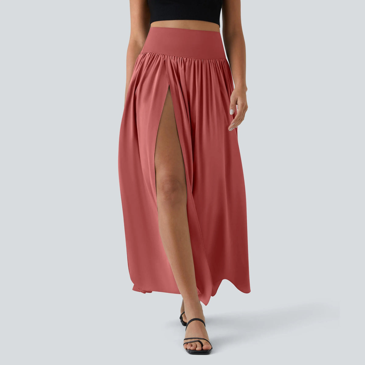 Halara Breezeful High Waisted Split 2-in-1 Flowy Quick Dry Maxi Casual Skirt #BackToSchool