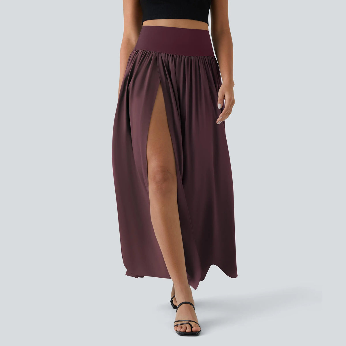 Halara Breezeful High Waisted Split 2-in-1 Flowy Quick Dry Maxi Casual Skirt #BackToSchool