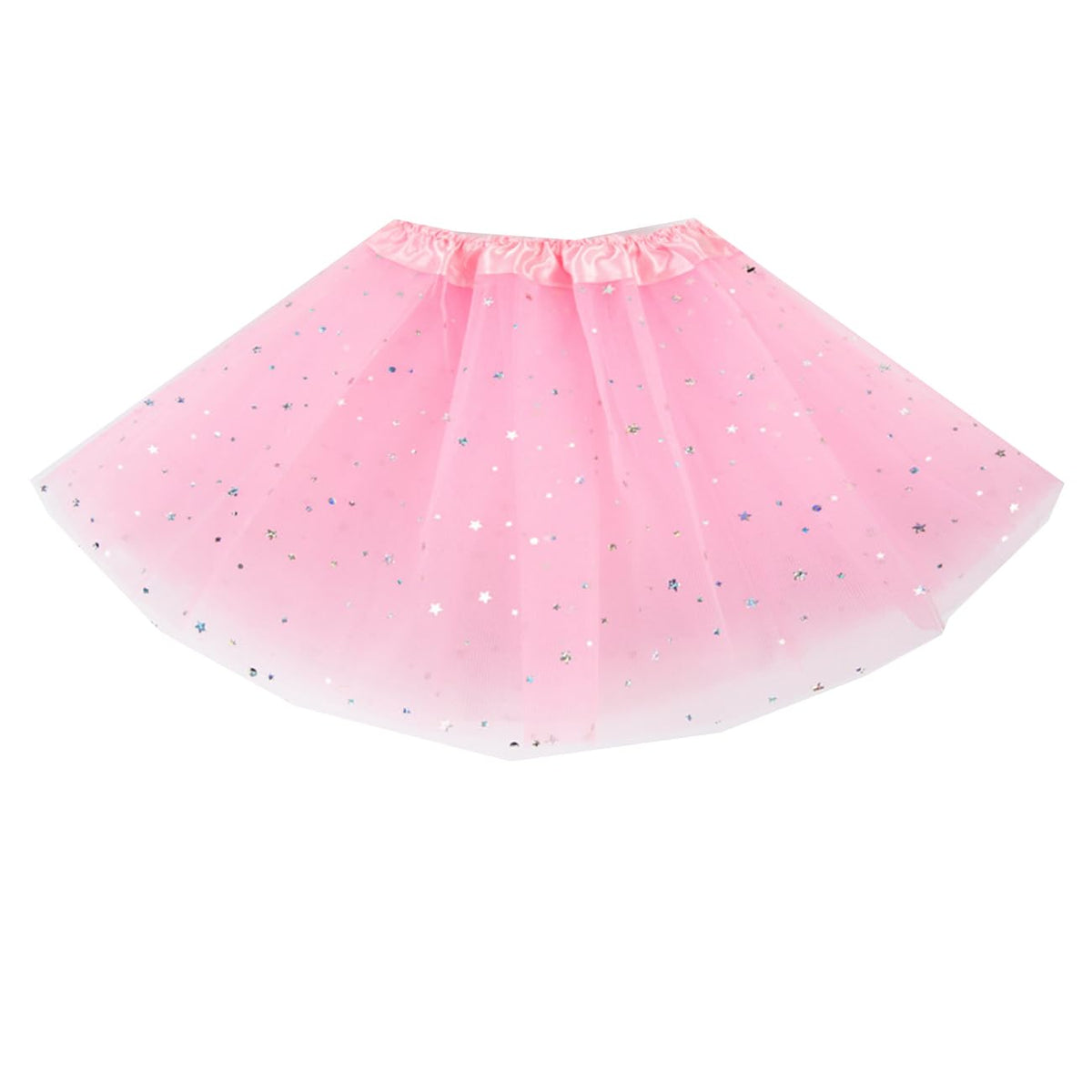 Little Girls Stars Sequins Tutu Skirt Princess Ballet Dance Dress for 0-6 Y Sparkle Elastic 3 Layered Tulle Tutu Skirt