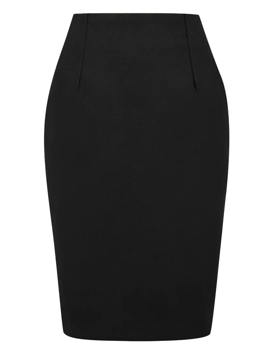 IDEALSANXUN Plaid Skirts for Women Fall Winter Knee Length Pencil Wool Skirt with Slit