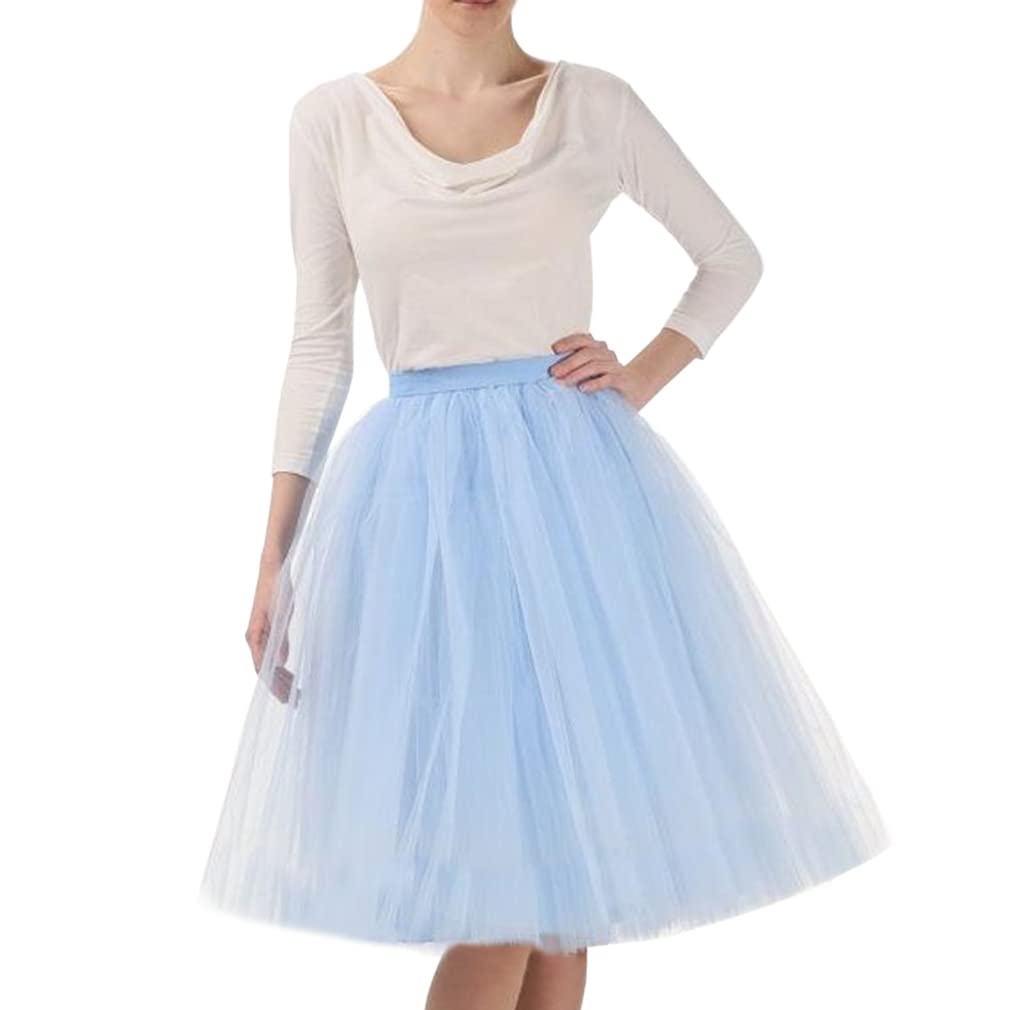 WDPL Women's A-Line Tulle Skirt Elastic Waist Petticoat Bridesmaid Tutu