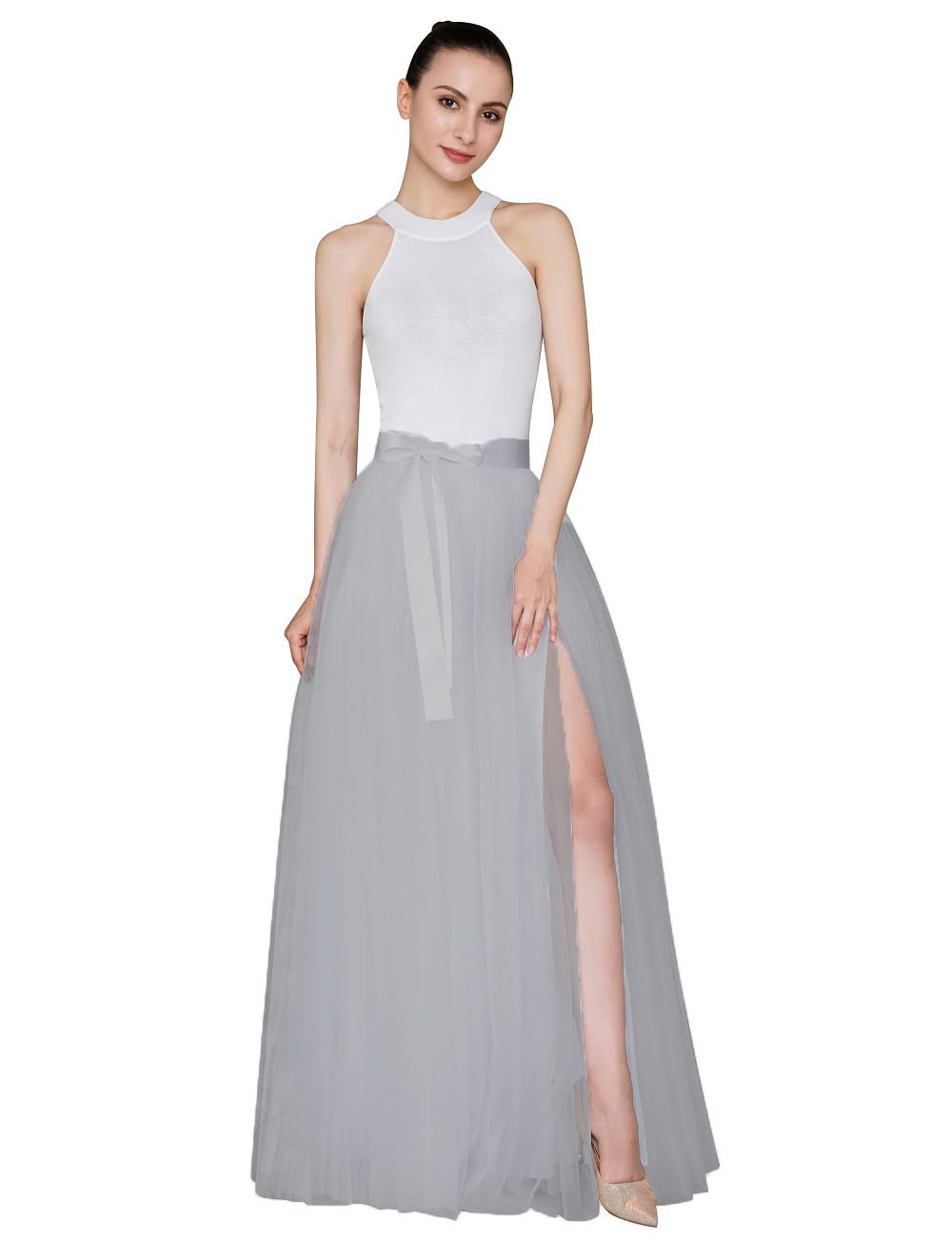 EllieHouse Adult Split Long Floor Prom Party Evening Tulle Skirt P61