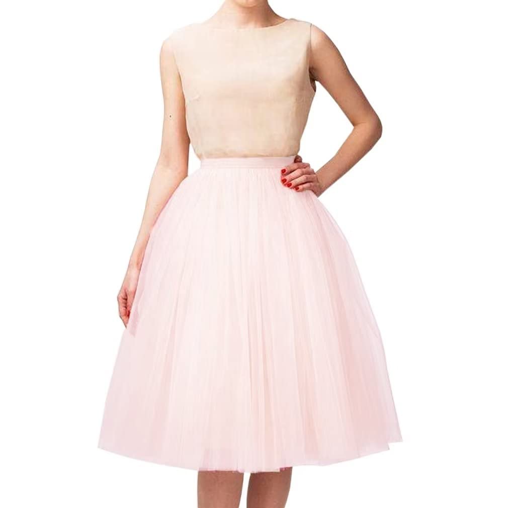 WDPL Women's A-Line Tulle Skirt Elastic Waist Petticoat Bridesmaid Tutu