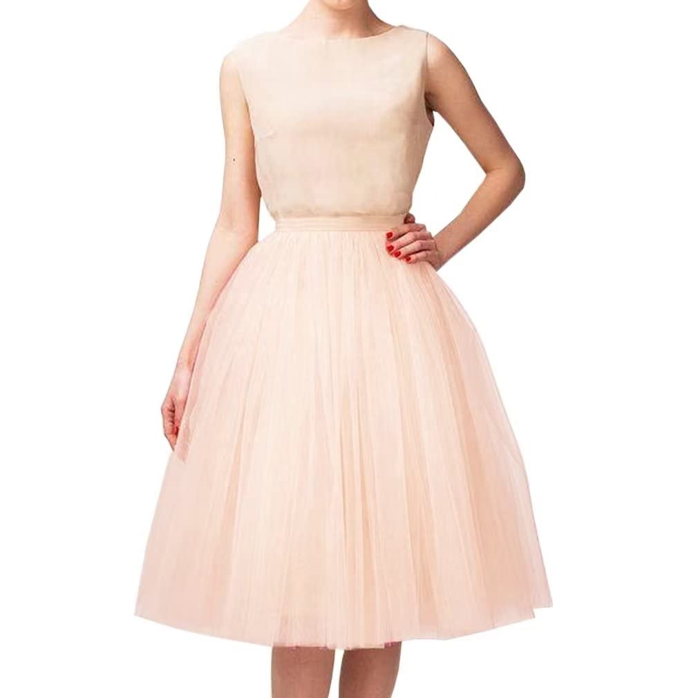 WDPL Women's A-Line Tulle Skirt Elastic Waist Petticoat Bridesmaid Tutu