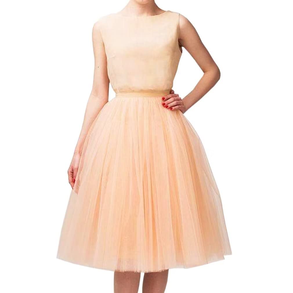 WDPL Women's A-Line Tulle Skirt Elastic Waist Petticoat Bridesmaid Tutu