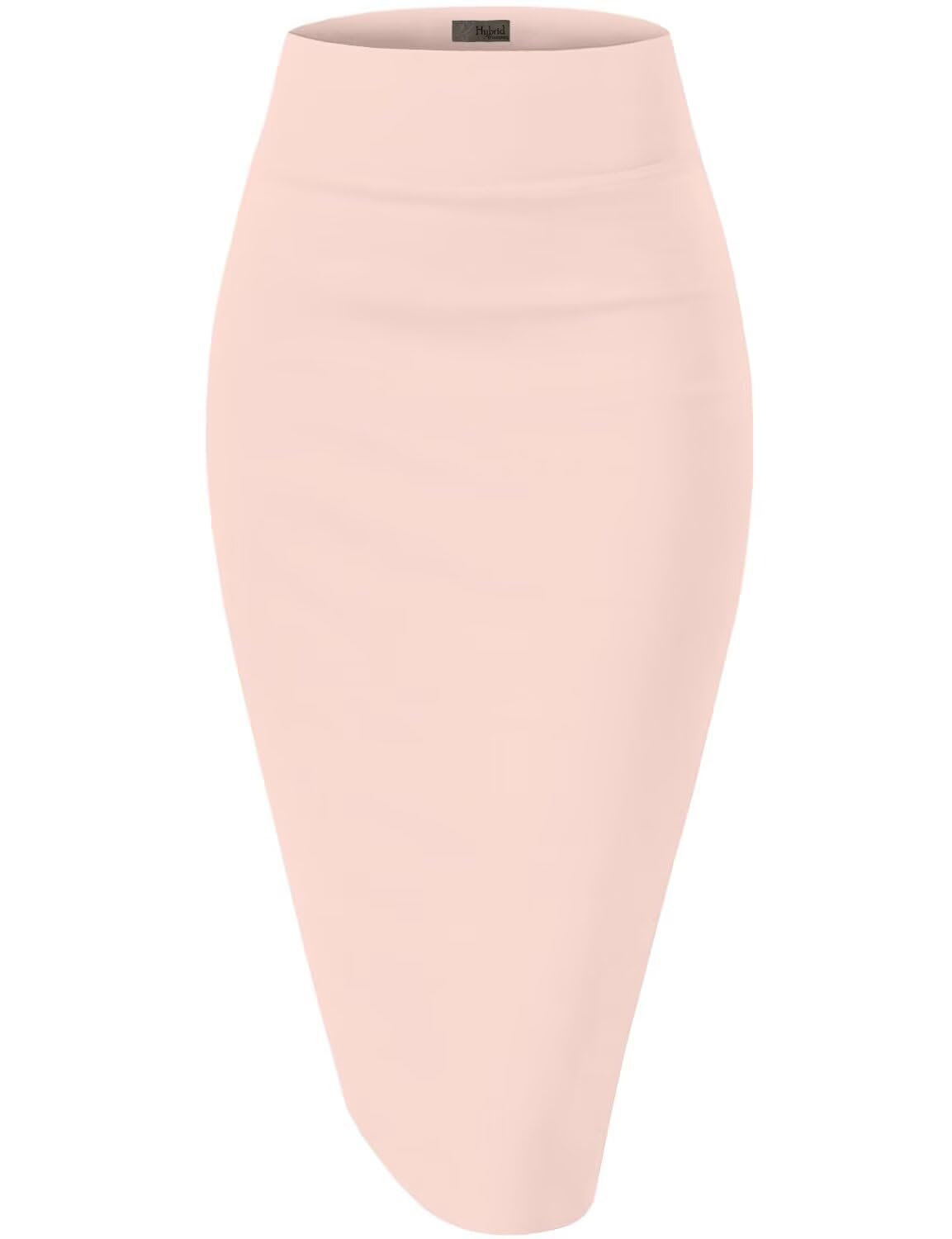 Hybrid & Company Women's Premium Nylon Ponte Stretch High Waist Pencil Suit Skirt Below Knee