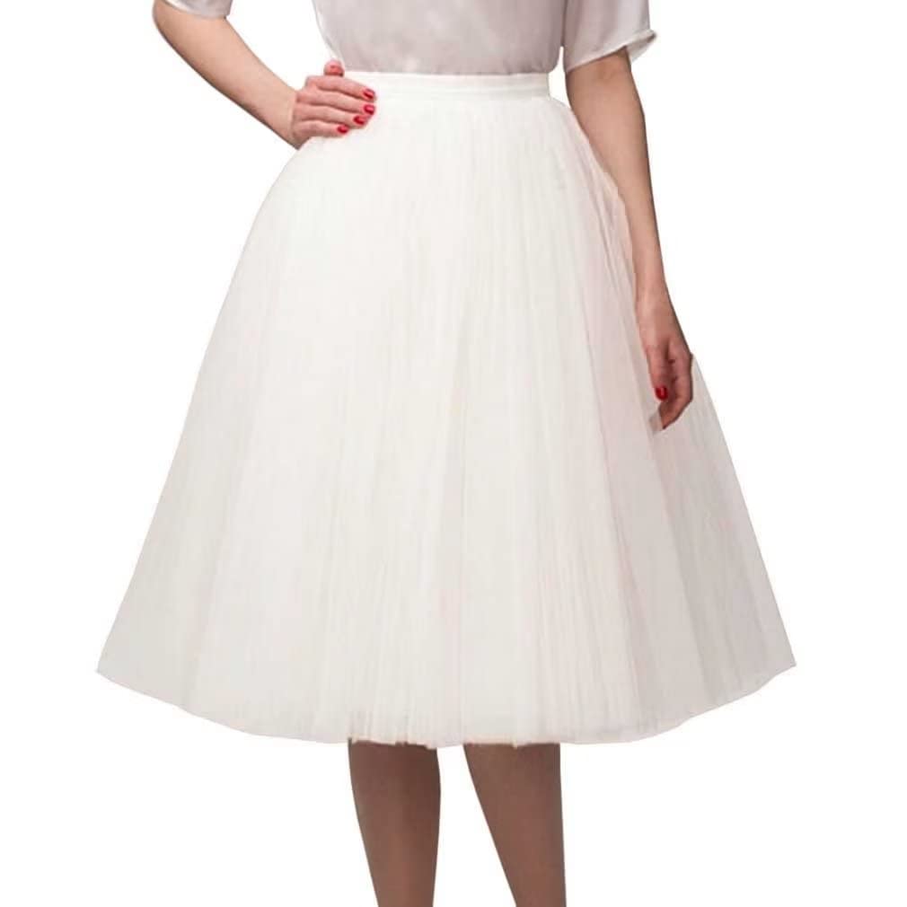 WDPL Women's A-Line Tulle Skirt Elastic Waist Petticoat Bridesmaid Tutu