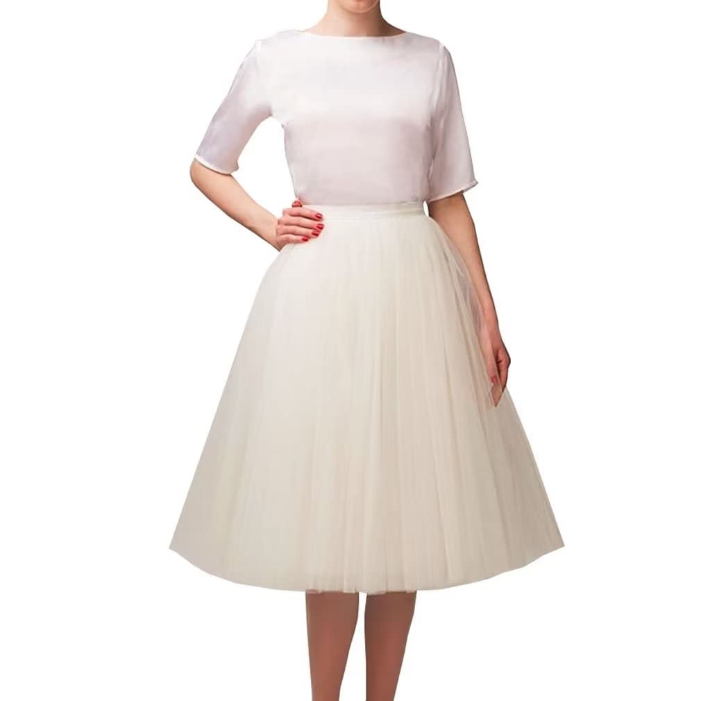 WDPL Women's A-Line Tulle Skirt Elastic Waist Petticoat Bridesmaid Tutu