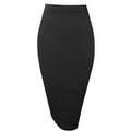 Topdress Women's Bodycon Pencil Skirts Basic Elastic High Waisted Stretch Short Skirt Knee Lenght with Slit