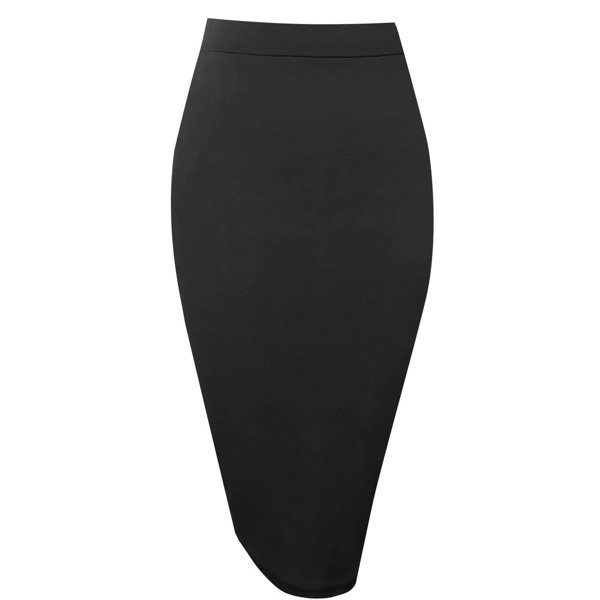 Topdress Women's Bodycon Pencil Skirts Basic Elastic High Waisted Stretch Short Skirt Knee Lenght with Slit