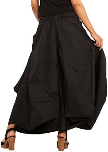 SARJANA Women Cotton Solid Pockets Skirt Hippie Afghani Ethnic