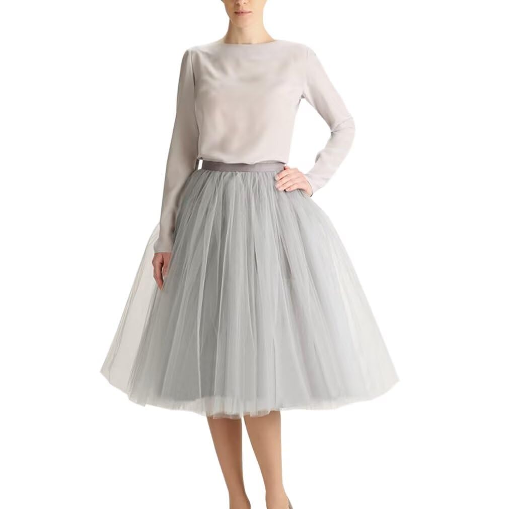 WDPL Women's A-Line Tulle Skirt Elastic Waist Petticoat Bridesmaid Tutu