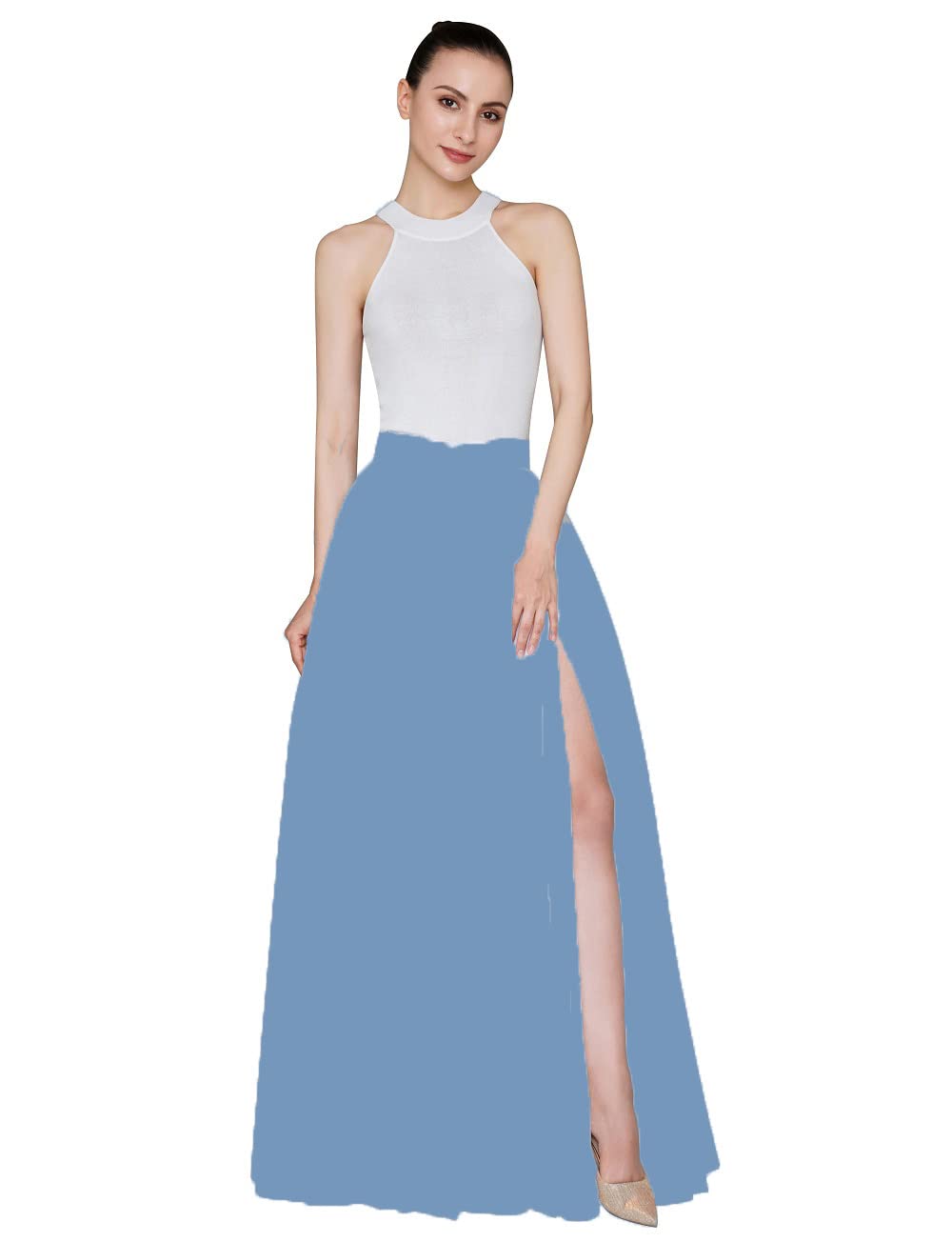 EllieHouse Adult Split Long Floor Prom Party Evening Tulle Skirt P61