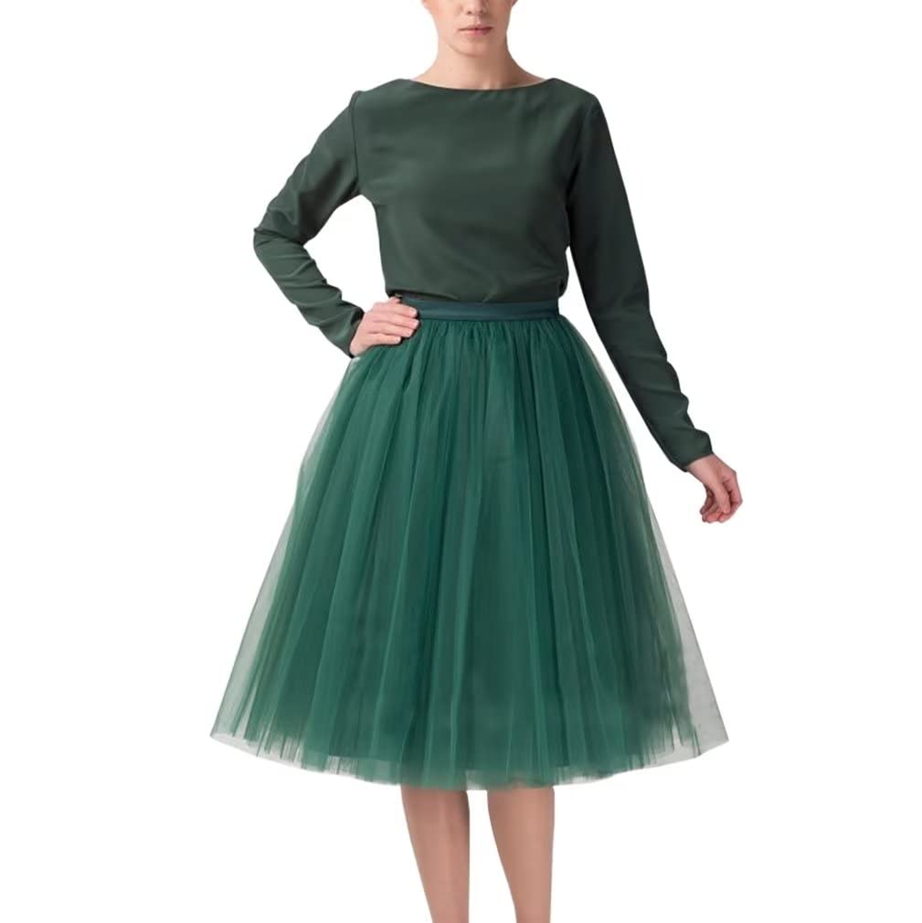 WDPL Women's A-Line Tulle Skirt Elastic Waist Petticoat Bridesmaid Tutu