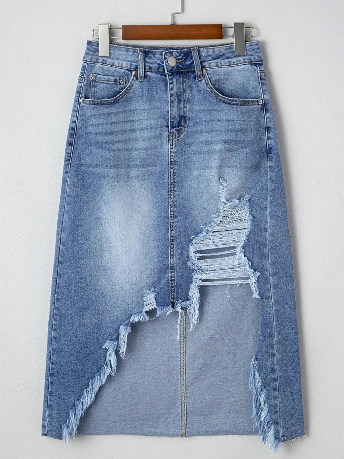 Women's Denim Skirt, American Vintage Distressed Elastic Casual Simple Blue Jean Half Skirt, Casual Fashion Skirt, Casual Comfy Skirt, Casual Fashionable Skirt, Suitable for Spring Summer Autumn