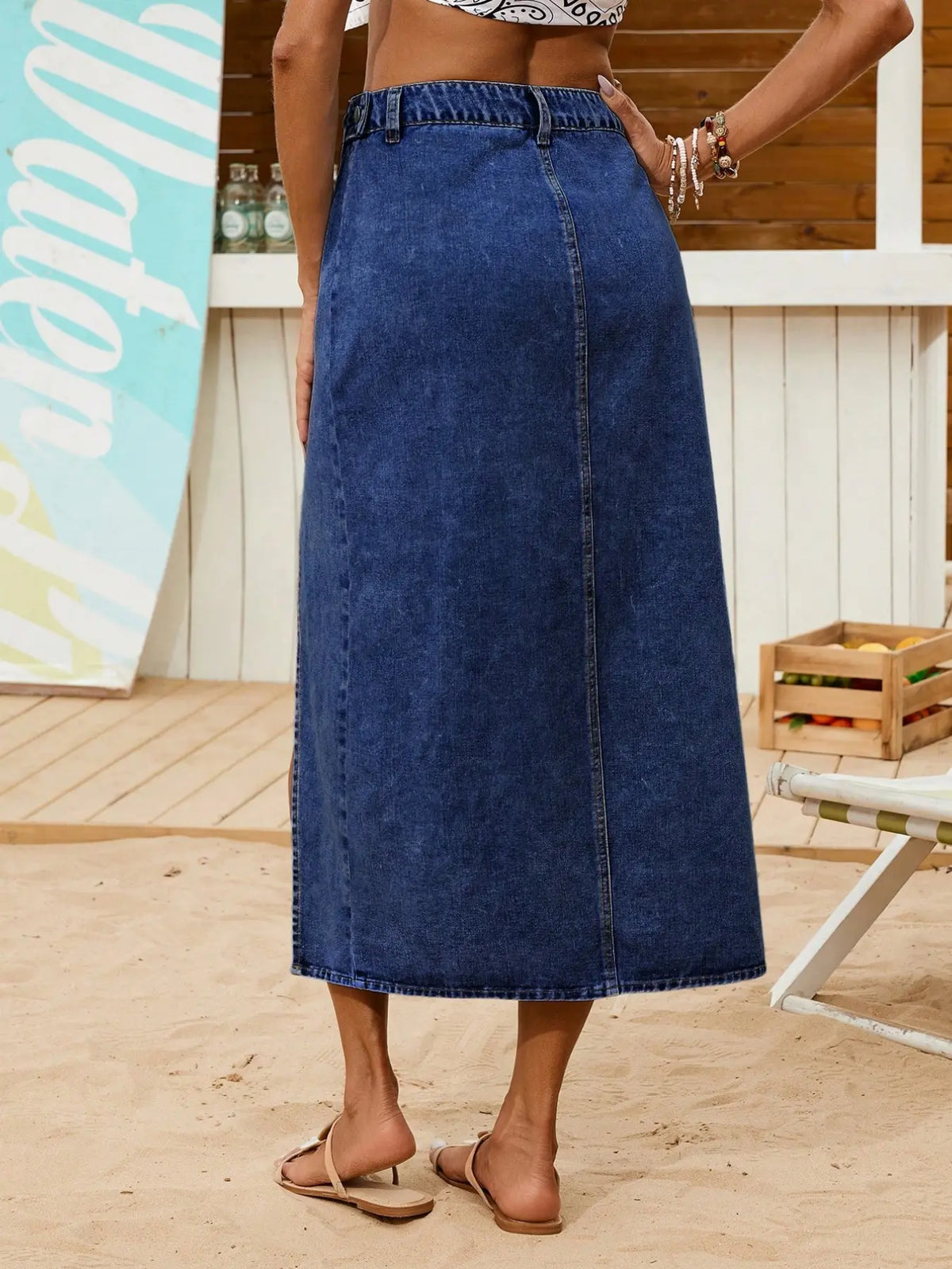 Women Denim Skirt Light Wash Fit Fitted Casual Vacation Sexy Side Slit, Split Hem Skirt, Casual Pocket Button, Stretch Fabric Stretchy Skirt for Daily Wear, Ladies Bottoms for All Seasons, Casual Fashion Skirt, Stretch Skirts