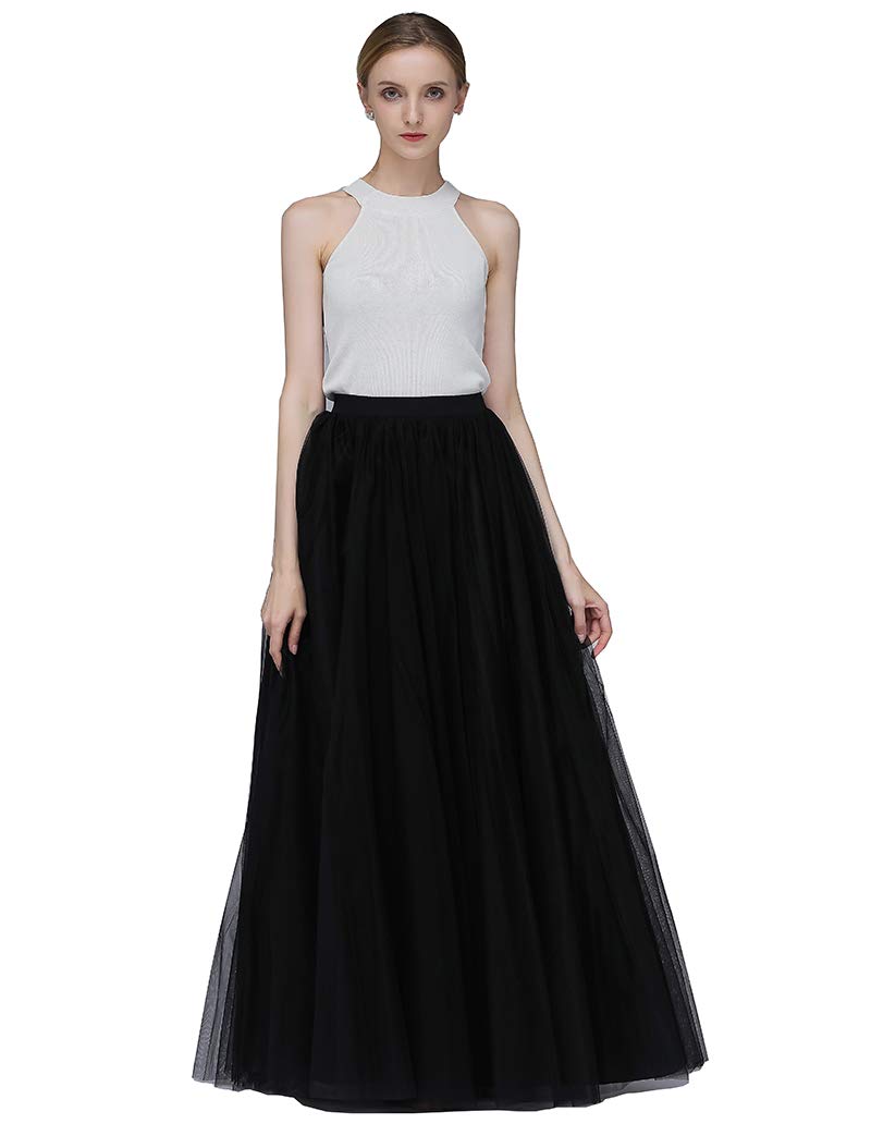 EllieHouse A Line Long Full Bridesmaid Tulle Skirt for Wedding Evening Party Prom P68