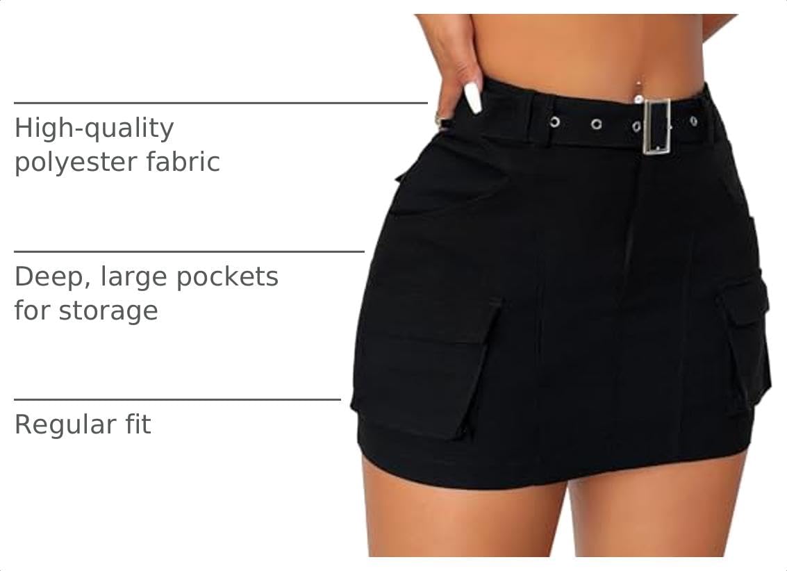 Cargo Skirts for Women Low Waist Button Mini Skirt with Pockets
