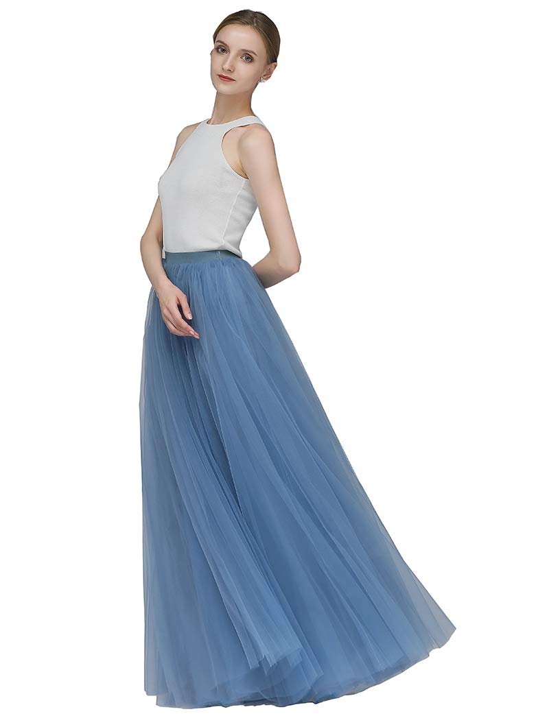 EllieHouse A Line Long Full Bridesmaid Tulle Skirt for Wedding Evening Party Prom P68