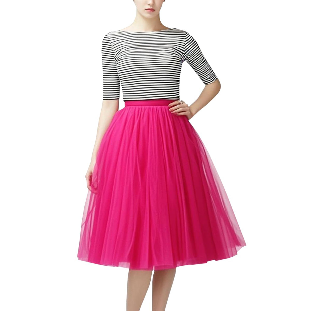 WDPL Women's A-Line Tulle Skirt Elastic Waist Petticoat Bridesmaid Tutu