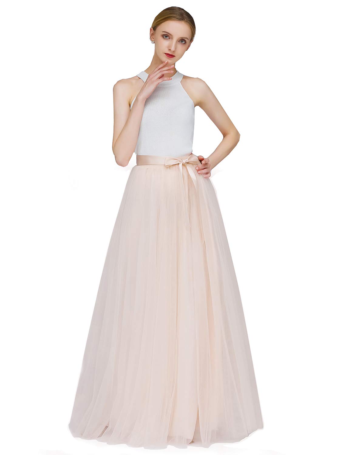 EllieHouse A Line Long Full Bridesmaid Tulle Skirt for Wedding Evening Party Prom P68