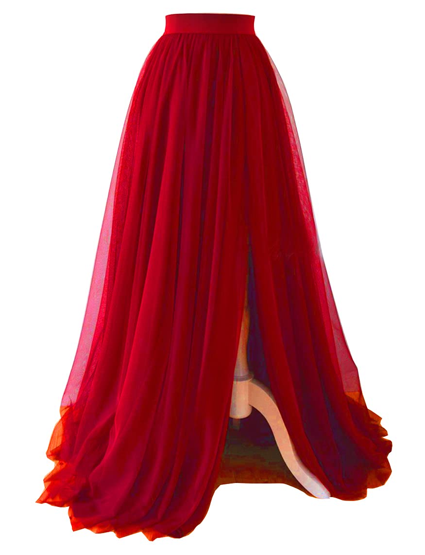 EllieHouse Adult Split Long Floor Prom Party Evening Tulle Skirt P61