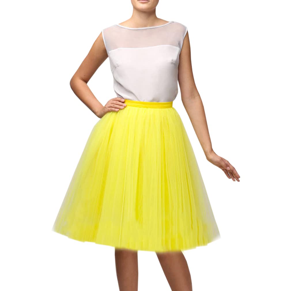WDPL Women's A-Line Tulle Skirt Elastic Waist Petticoat Bridesmaid Tutu
