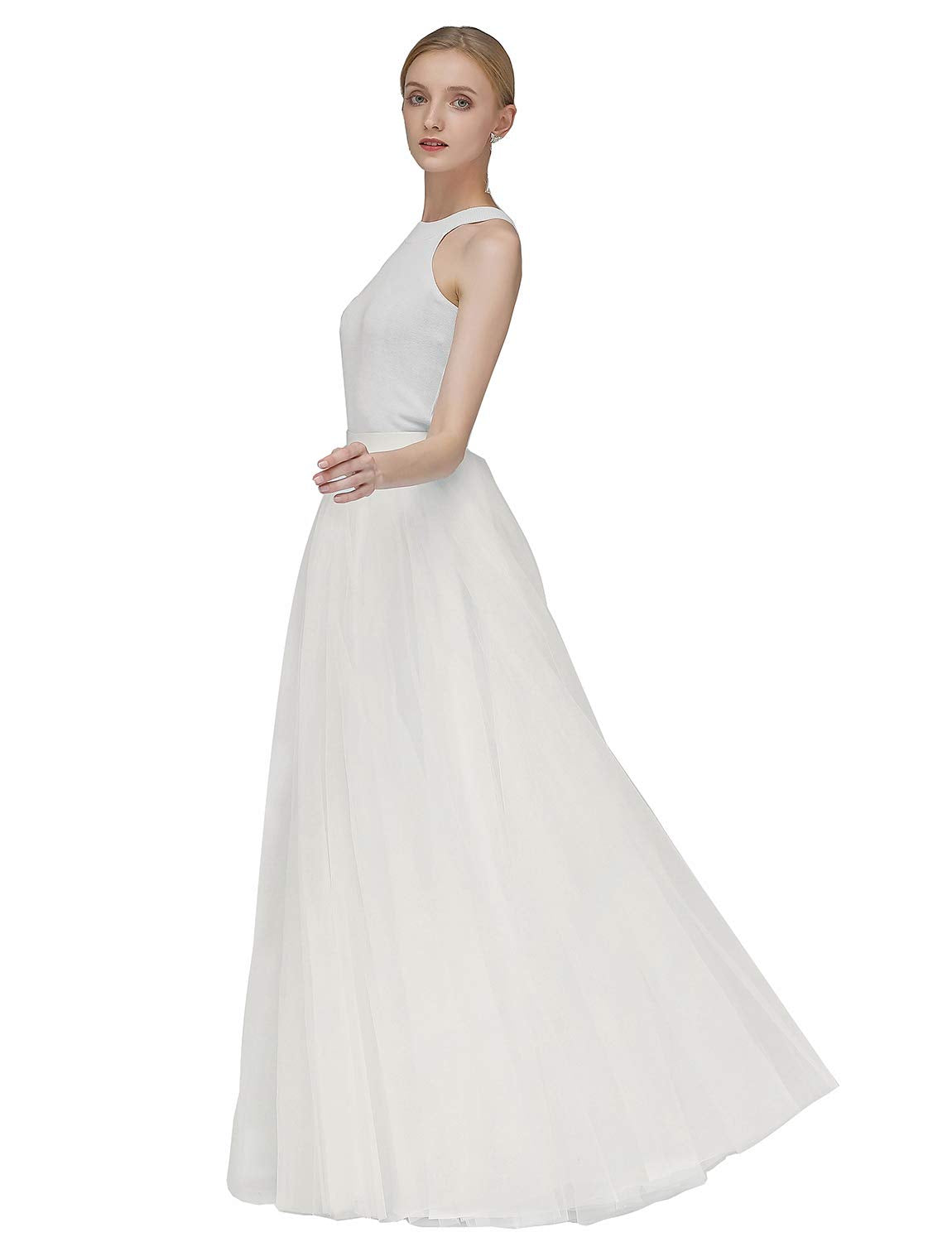 EllieHouse A Line Long Full Bridesmaid Tulle Skirt for Wedding Evening Party Prom P68