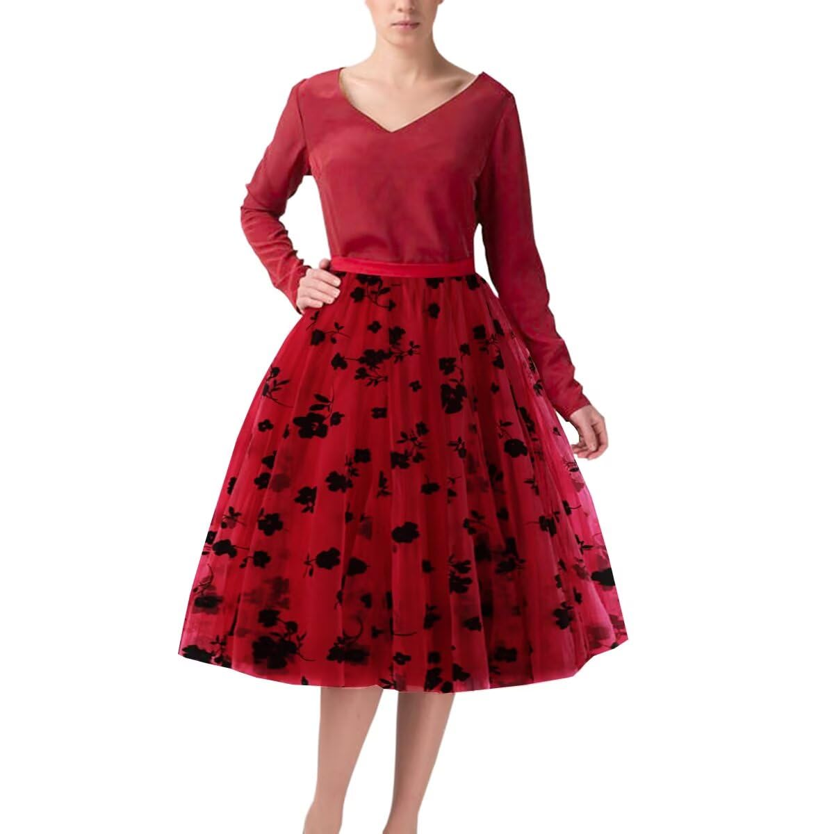 WDPL Women's A-Line Tulle Skirt Elastic Waist Petticoat Bridesmaid Tutu