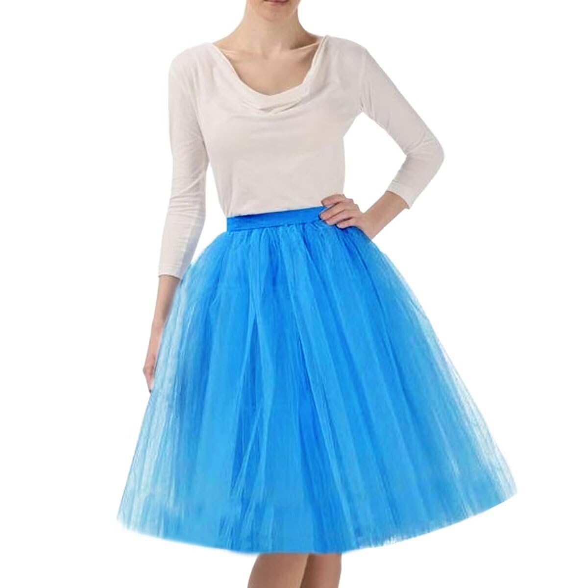 WDPL Women's A-Line Tulle Skirt Elastic Waist Petticoat Bridesmaid Tutu