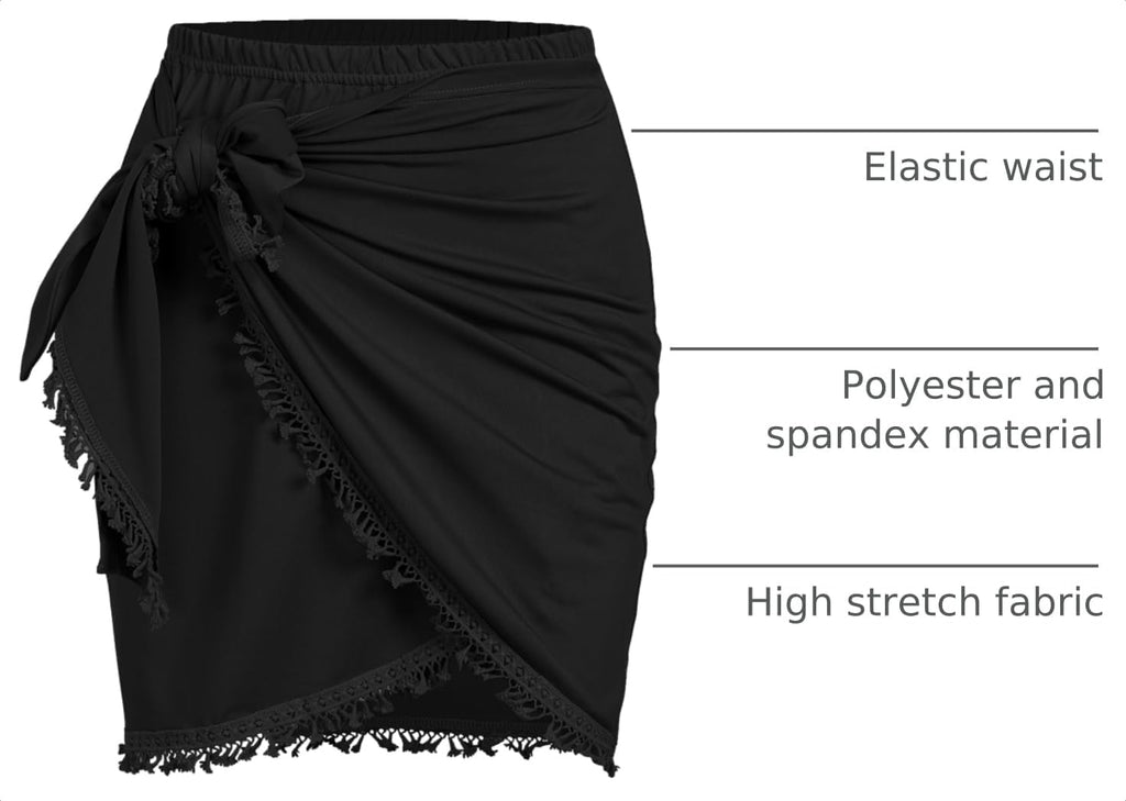 ZAFUL Slit Skirt for Women Boho Print Tie Side Wrap Tassel Casual Beach Mini Skirt