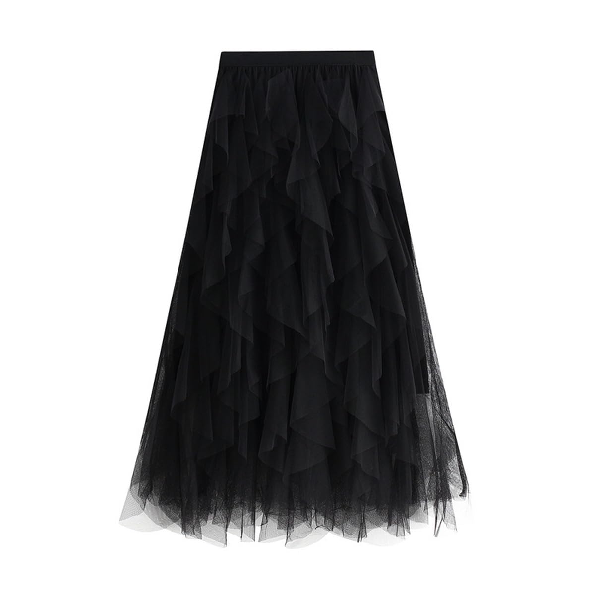 Womens One Size Skirt Mesh Layered Hem Fluffy Multilayer Tiered Puffy Ruffles Tulle (Midi Pink)