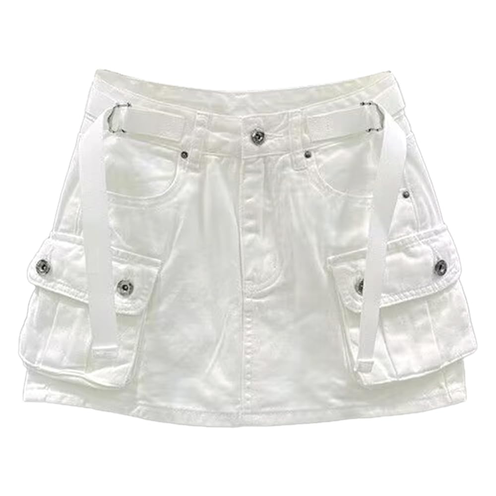 Kinghua Womens Mini Cargo Skirt Low Waist Y2k Short Denim Jean Skirt