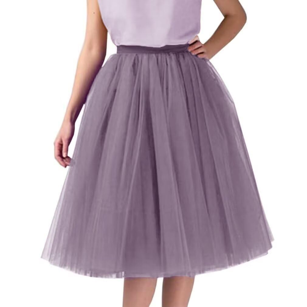 WDPL Women's A-Line Tulle Skirt Elastic Waist Petticoat Bridesmaid Tutu