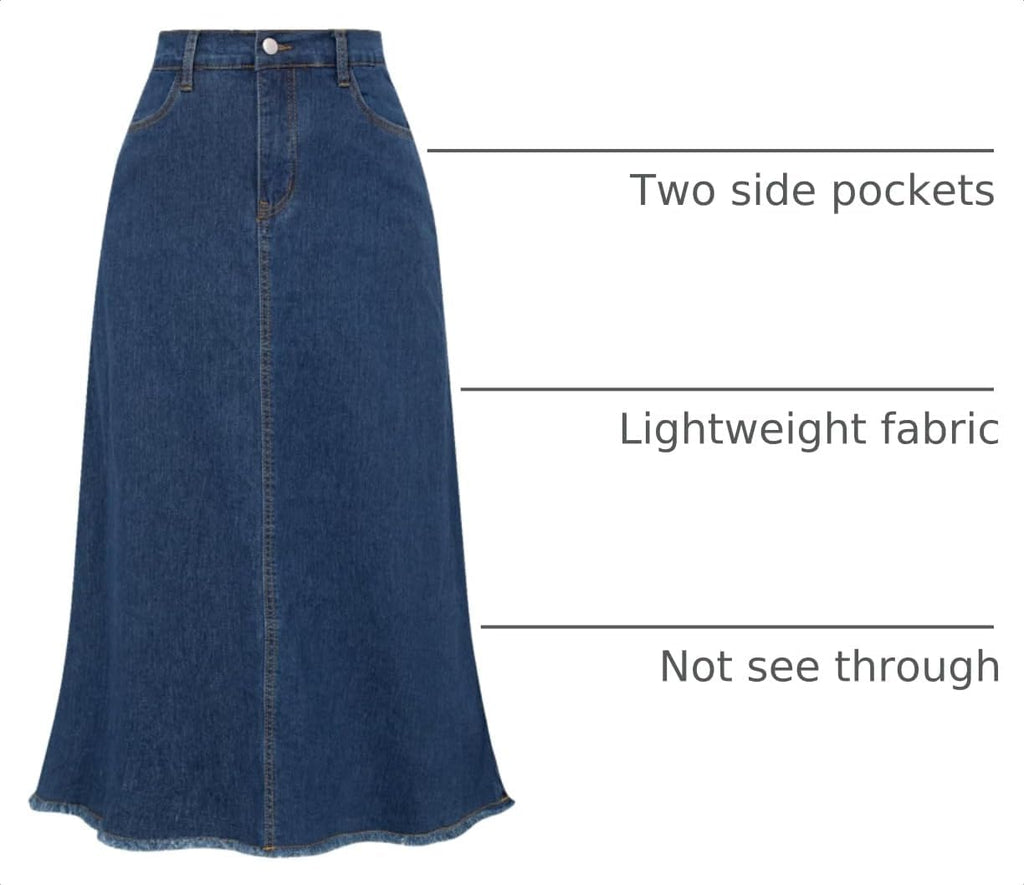 Belle Poque Long Frayed Skirt Jean Skirts for Women Denim