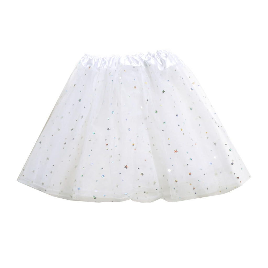 Little Girls Stars Sequins Tutu Skirt Princess Ballet Dance Dress for 0-6 Y Sparkle Elastic 3 Layered Tulle Tutu Skirt