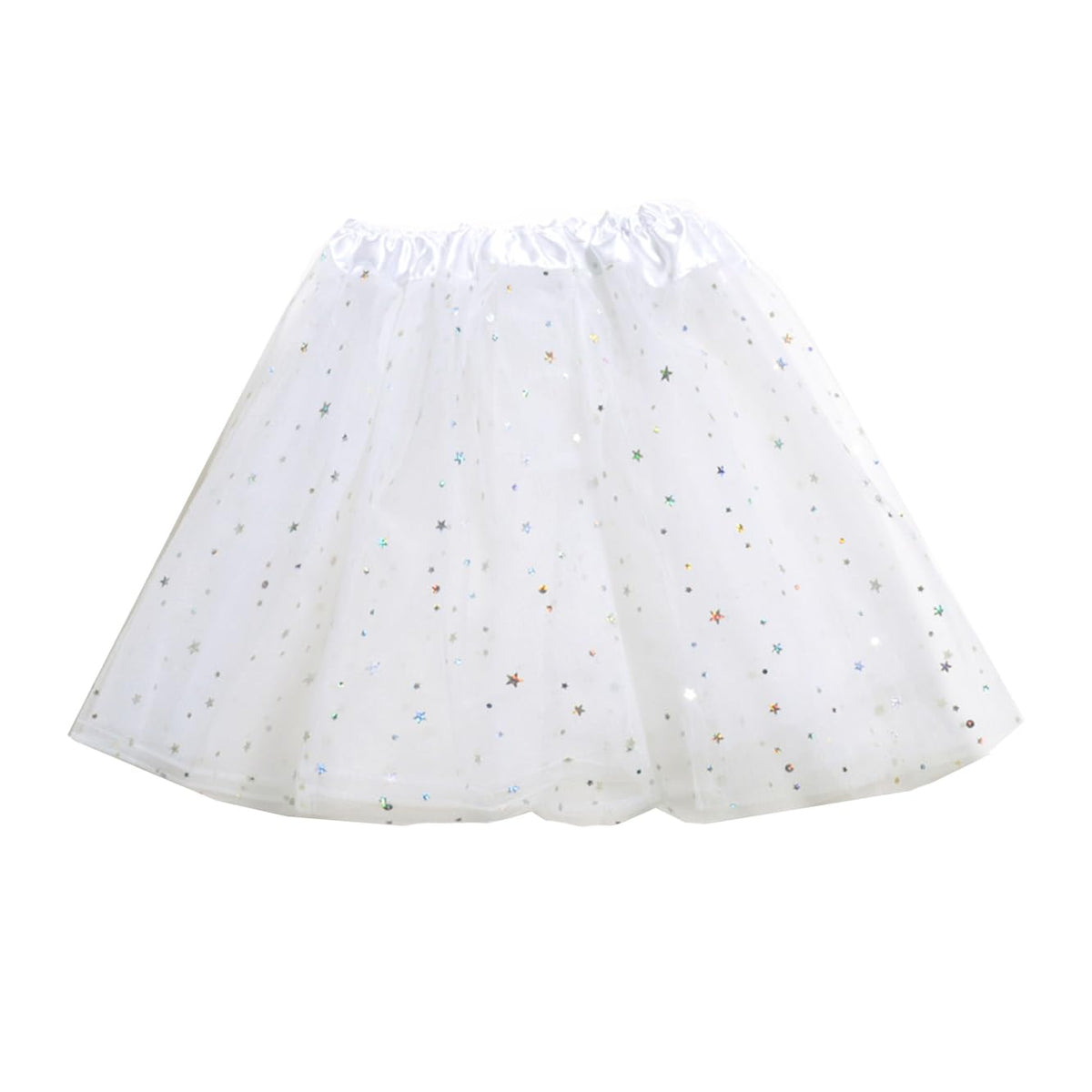 Little Girls Stars Sequins Tutu Skirt Princess Ballet Dance Dress for 0-6 Y Sparkle Elastic 3 Layered Tulle Tutu Skirt