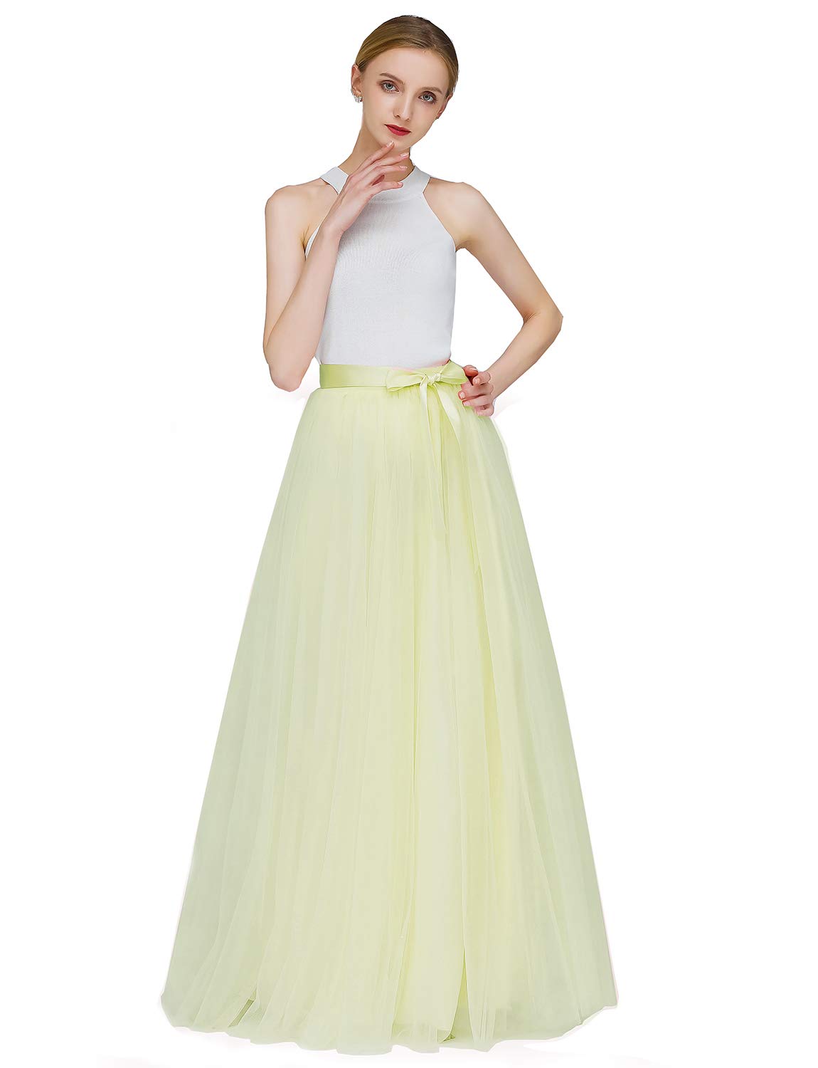 EllieHouse A Line Long Full Bridesmaid Tulle Skirt for Wedding Evening Party Prom P68