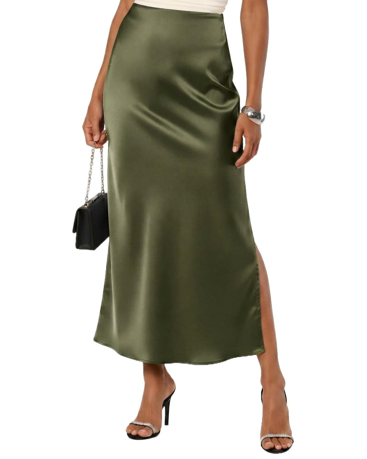 Women's 2026 Satin Maxi Skirts High Waisted Silk Casual Long Skirt