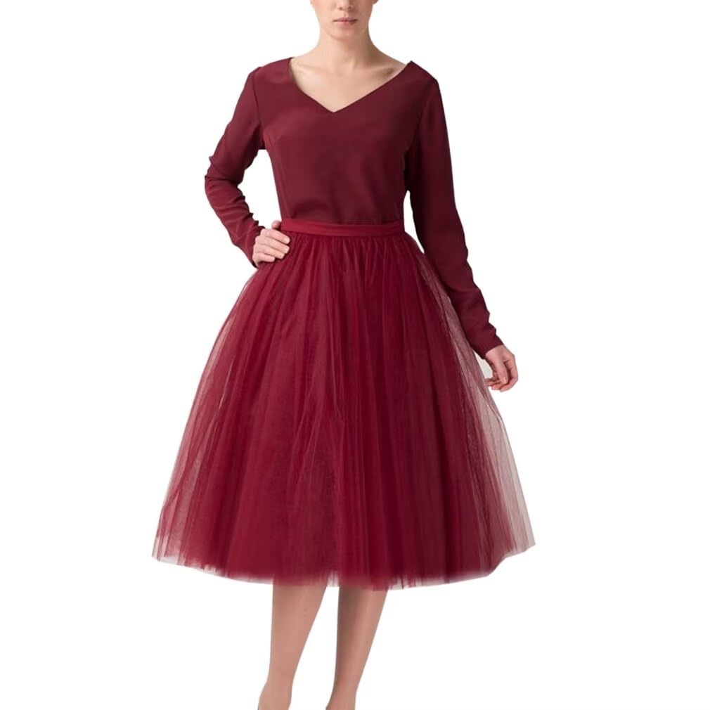 WDPL Women's A-Line Tulle Skirt Elastic Waist Petticoat Bridesmaid Tutu