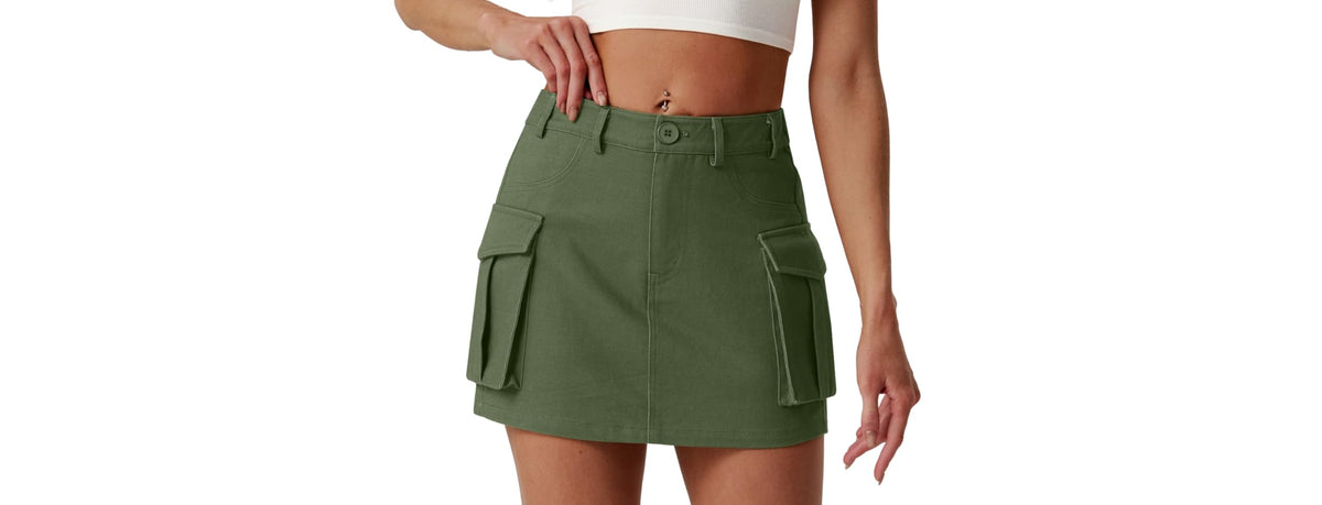 Lepunuo Women's Cargo Mini Skirt Pockets High Waisted Y2K