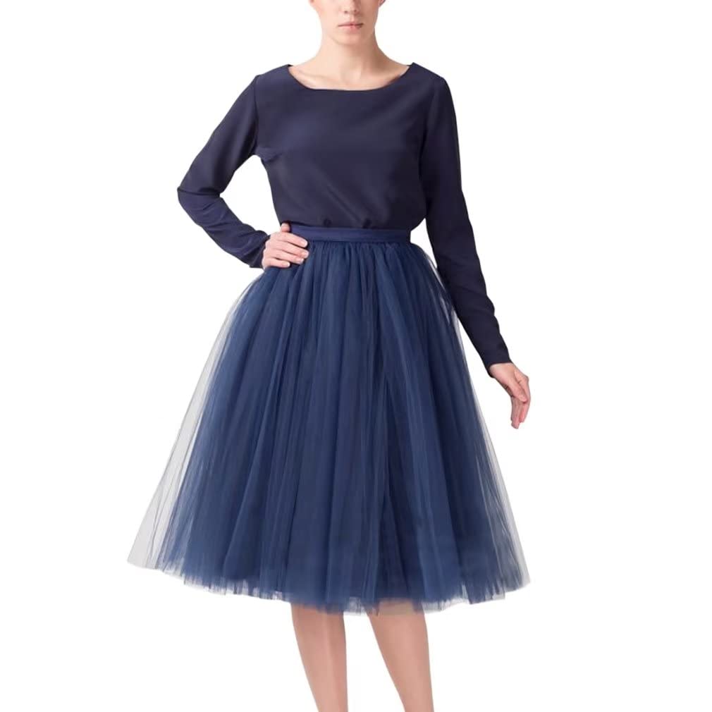 WDPL Women's A-Line Tulle Skirt Elastic Waist Petticoat Bridesmaid Tutu