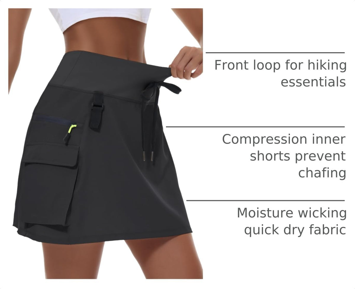 MIVEI Skorts for Woman - Hiking Cargo Skorts with Zipper Pockets